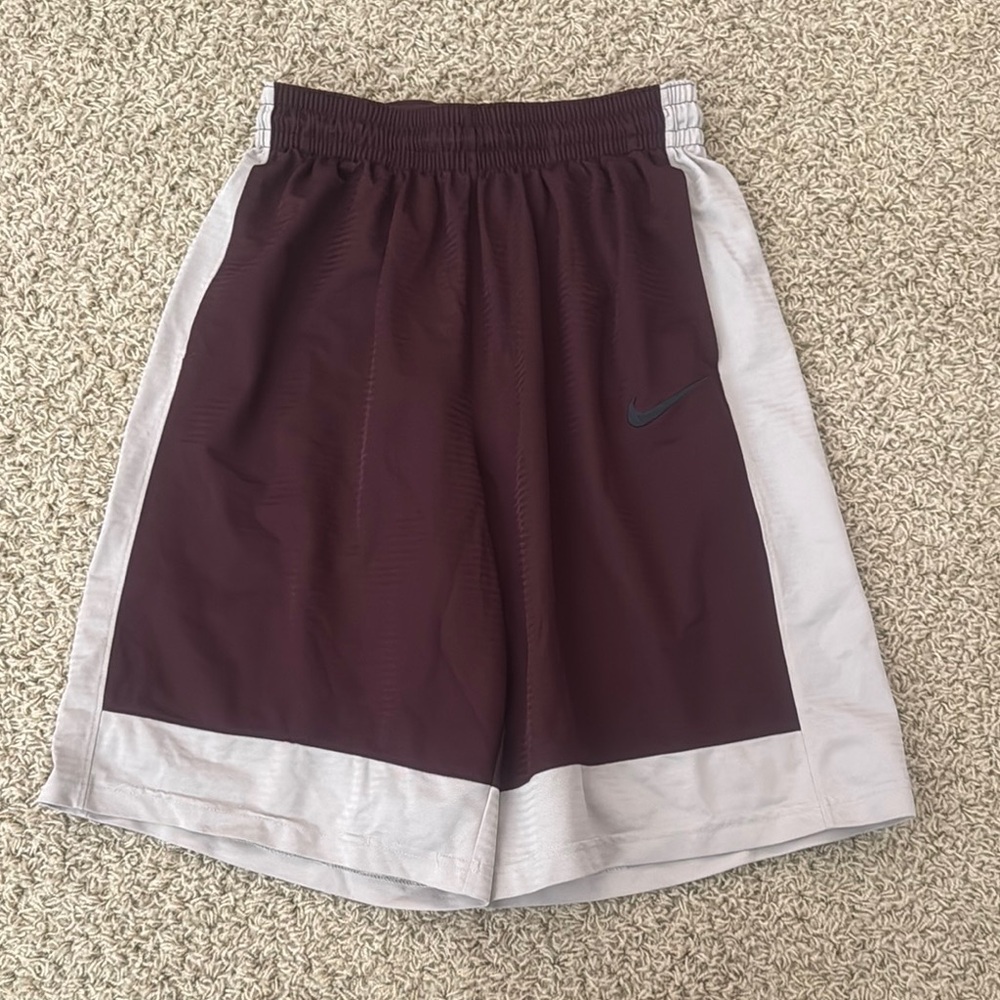 Nike Maroon and Light Tan Athletic Shorts